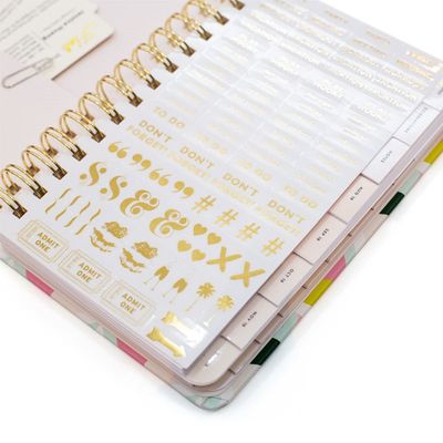 2mm Organizer Planner Book OPP Color Printing Personalized Hardcover Notebook Dengan Stiker