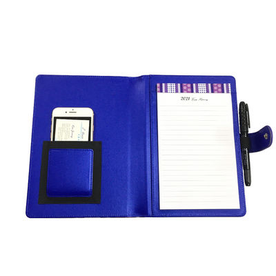 Notebook Kulit PU Bisnis 40pp Hardcover Spiral Diary Biru Dengan Notepad
